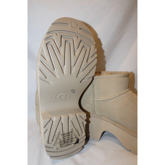 UGG WOMEN NEW HEIGHTS ULTRA MINI PLATFORM SUEDE SHEARLING LINED BOOTS MUSTARD 11 - Picture 7 of 8